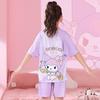 Pijamas de niña, pantalones cortos de manga corta, ropa de casa, pijamas para niños, verano, seda de hielo, cuello redondo, traje madre-hija, nuevo estilo