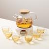 Té de la Tarde de Lujo Ligero Tetera de Flores Vela Hirviendo Té Resistente a Altas Temperaturas Salón de Belleza Juego de Té de Flores y Plantas Té de Frutas de Vidrio Vela de Ciruela Excelente