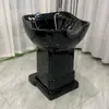 Cama de shampoo vertical bacia de shampoo para corte rápido tipo sentado pia de enxágue para salão de beleza pia de enxágue de shampoo para barbearia bacia de cerâmica
