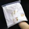 Bolsas de Embalaje con Estampado Dorado, Bolsas con Cremallera de Alta Gama para Ropa, Bolsas Transparentes Translúcidas con Cremallera Auto-Sellantes Personalizadas con Logo y Estampado Dorado