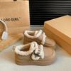 Mocassins de Sola Grossa para Mulheres, Novo Estilo Outono e Inverno 2025, Estilo Britânico, Sapatos Pequenos de Couro Forrados com Pelúcia, Botas de Neve, à Prova de Frio