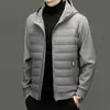 Chaqueta Ligera de Plumas Otoño e Invierno para Hombre con Capucha Costuras Chaqueta de Plumas de Pato Blanco Moda Corta para Hombre Versátil Casual Cálida
