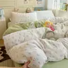 Juego de ropa de cama de cuatro piezas de gasa de doble capa Clase A 100% algodón, funda de edredón de algodón puro, sábana bajera y funda de edredón, modelo nuevo para dormitorios estudiantiles, juego de tres piezas 4