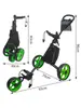 Suministro Directo de Fábrica Carrito de Golf con Tres Ruedas, Carrito Plegable Ligero de Aluminio para Bolsa de Golf con Portabotellas, Bolsa de Hielo y Bolsillo de Red