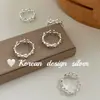 Anillo Personalizado de Plata de Ley S925 Estilo Coreano Estilo Ins con Línea Hueca en Forma de Diamante con un Acabado de Alta Gama y Diseño de Nicho para Apilar