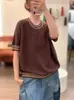 26 Primavera Novo Estilo Linho Liocel Modelagem Solta Emagrecimento Estiloso Jovem Casual Tricô Pulôver Top para Mulheres