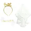 Set de velo para despedida de soltera de la futura novia con banda para el hombro con relieve dorado, velo, diadema y cinta ceremonial