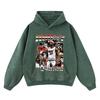 Sudadera con capucha retro de punto grueso 420 g, estilo Ins, con estampado de baloncesto, batik vintage, para Otoño e Invierno