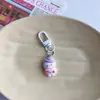 Colgante de Animal de Color Crema de Primavera de Dibujos Animados, Llavero Blanco Simple Versátil, Lindo Accesorio de Mochila para Estudiante de Conejo