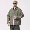 Camisa de trabajo retro americana para hombre, corte holgado, nuevo estilo primavera 2026, marca de moda, bordada, con cuello, manga larga, chaqueta para hombre