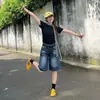 Shorts de Mezclilla para Mujer Estilo Retro Americano Hot Girl, Nuevo Diseño Holgado de Verano, Pantalones Rectos Adelgazantes de Media Longitud de 5 Pulgadas