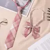 Corbata JK Cuadros Rojos Decoración de Graduación para Mujer Estilo Estudiante Universitario Pajarita sin Nudo Camisa Estilo Japonés