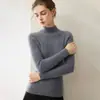 Suéter de cachemira pura para mujer, nuevo estilo otoño e invierno, cuello semi-alto, tejido de punto ajustado, suéter base de color liso, top para ir al trabajo
