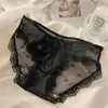 Satén Francés ~ Diseño Calado, Discreto, Transpirable, Encaje Ligero, Puro Lujuria, Calzones para Mujer de Entrepierna de Algodón Puro de Cintura Media