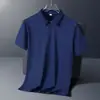 Camisa Polo de Manga Curta de Seda de Gelo para Homens Verão 2025 Casual de Negócios Moletom de Seda de Gelo Top de Secagem Rápida