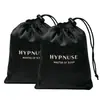 Bolsita de terciopelo negro con cordón y logo estampado en pan de oro, bolsa de almacenamiento para mascarillas de ojos, joyería y regalos, bolsa pequeña de terciopelo portátil