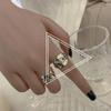Anillo de Moda Retro para Niña Plata Tailandesa Envejecida Abierto Ajustable Textura Anillo para Dedo Índice Joyería de Estilo Europeo y Americano para Mujer