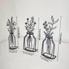 Decoración de jarrón de línea metálica de 3 piezas para mesa de comedor y sala de estar, decoración artística para el hogar, adorno de pared de fondo 2D creativo