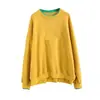 Sudadera de Algodón Falsa de Dos Piezas para Mujer, Tallas Grandes, Suéter Holgado, Estilo Coreano, Moda Estudiantil, Nuevo Top de Color Sólido Primavera y Otoño 2026
