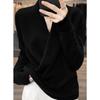 En Stock Directo del Fabricante: Suéter de Cachemir con Cuello en V Cruzado para Mujer, de Manga Larga, de Punto Holgado Estilo Kimono, Suéter, Camiseta Base