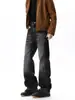 Estilo Americano Patrón Bigotes de Gato de Agua Micro Campana Jeans para Hombre Otoño Marca de Moda Calle Alta Travieso Atractivo Retro Versátil Pierna Ancha Pantalones Largos