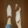 Botines Cortos de Cuero Suave con Tacón Bajo y Punta Fina, Estilo Nuevo de Otoño, Versátiles y Elegantes para Mujer, Otoño e Invierno, Talla Grande, Cierre Trasero, Combinación de Colores, Botas de Moda