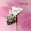 Decoración de Pastel de Astronauta Niños Galaxia OVNI Avión Cohete Niño Pastel de Cumpleaños Enchufe