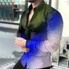 Outwear Camisa de Lapela Outono 2025 Masculina Amazon Europeia e Americana Camisa Estampada Masculina Cardigã Masculino Camisa de Manga Longa Masculina