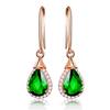 Nuevos Pendientes Elegantes Europeos y Americanos Rojo Paloma Rojo Rosa Gema Color Tesoro Gota Chapados en Oro Rosa de 18K Joyería para la Oreja