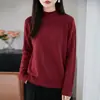 Camiseta de base calada de nuevo estilo con bordes enrollados, prendas de punto listas para usar para mujer, otoño e invierno, cuello semi-alto, mangas largas, 2026