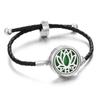 Pulseira de Óleo Essencial de Aromaterapia de Venda Quente Transfronteiriça Liga Difusor de Perfume Pulseira Corda Pulseira de Couro Preto para Homens e Mulheres
