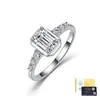 Anillo de Plata de Ley S925 con Moissanita Corte Esmeralda e Incrustación de Piedra Cuadrada, Anillo Versátil y de Moda para Mujer con un Toque de Lujo