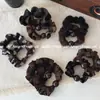 Nuevo Elegante Scrunchie de Satén Plisado con Volantes y Encaje de Alta Gama Versátil Personalidad Color Sólido Goma para el Cabello Accesorio para el Cabello