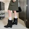 Botas Plegables Apiladas Arrugadas Estilo Coreano para Mujer, Antideslizantes, Tacón Oculto, Media Pantorrilla, Gamuza, Dobladillo para Pantalón, Botines Versátiles para Persona Perezosa