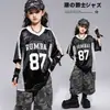 Traje de Hip-Hop para Niñas Ropa de Jazz Suelta de Manga Corta para Niños Pantalones Camuflados de Jazz para Niños Ropa de Baile de Jazz para Niñas