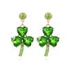 Pendientes de trébol de diamantes superbrillantes de lujo, de moda europea y americana, con temperamento personalizado, pendientes de hierba de tres pétalos de cristal en forma de corazón para mujer