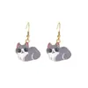 Aretes Divertidos Transfronterizos de Gatito Lindo de Dibujos Animados Aretes Creativos Atmosféricos Aretes de Animales Japoneses y Coreanos Venta al por Mayor Europea y Americana
