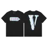 Camiseta de Verano Clásica de Manga Corta para Hombre Vlone Fog Mosaico Estampado Reflectante Marca de Moda V Grande Ajuste Holgado