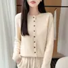 Cárdigan de punto 100% lana pura para mujer, casual y adelgazante, suéter cálido para capa base, abrigo, top, moderno