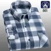 Camisas de Manga Larga de Algodón Puro Cepillado para Hombre de Primavera y Otoño para Jóvenes y Adultos Camisas Casuales de Algodón a Cuadros Tops para Hombre Tallas Grandes