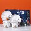Juego Chongshang Jinli Creativo Cerámica de Lujo Ligero Tazón Plato Cuchara Vajilla Juego Regalo para Actividad Comercial de Gama Alta Venta al por Mayor