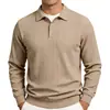 Camisa polo estilosa da Amazon, moletom jacquard texturizado outonal masculino europeu e americano, camisa polo esportiva casual com gola dobrável