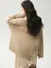 Estilo francés, corte relajado, colección otoño 2026: nuevo suéter de punto para mujer de lana de yak, cuello alto medio, ajuste holgado, tejido de ochos