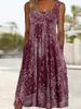 Vestido de Comercio Exterior Transfronterizo Talla Europea, Vestido sin Mangas de Tirantes Redondo Vintage, Estilo Casual Holgado para Vacaciones, Vestido sin Mangas con Bolsillo Estampado