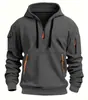 Hoodie Masculino Europeu Novo 2024, Cruzamento de Fronteira, Primavera e Outono, com Zíper e Múltiplos Bolsos, Moletom Esportivo Casual, Tamanho Plus