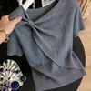 Nuevo Top de Punto de Manga Corta Talla Grande Verano 2026 con Diseño de Lazo de Mariposa, Único y Adelgazante, Hermoso y Elegante