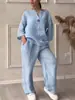2025 Comercio Exterior Transfronterizo Amazon Moda Ropa Europea y Americana Comercio Exterior Tops Holgados Pantalones de Pierna Ancha Trajes Casuales de Algodón y Lino