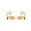 Pendientes de flores de perla fresca estilo Mori Pendientes de flores rosas y amarillas Pendientes pastorales de primavera y verano