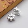 Prata Pura 999 Flor de Seis Pétalas Material de Miçanga Solta Flor Feita à Mão Corda Trançada Pulseira de Miçangas DIY Espaçador de Prata Lisa Acessórios