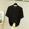 Camiseta de Verano para Mujer de Manga Corta Holgada de Modal Talla Grande Color Sólido Top Fino de Cuello Redondo Camisa Básica Versátil